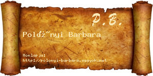 Polónyi Barbara névjegykártya